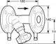 Strangregulierventil mit Flanschanschluss, präsentiert von IMI Hydronic Engineering. Zeichnung zeigt zwei Flansche und eine Regelarmatur in kompaktem Design.
